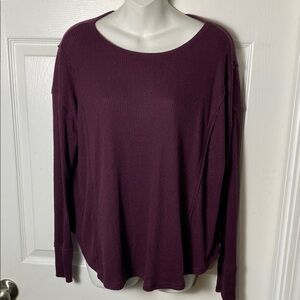 Knox Rose Womens Ribbed Long Sleeve Pullover Shirt Top Medium Burgundy